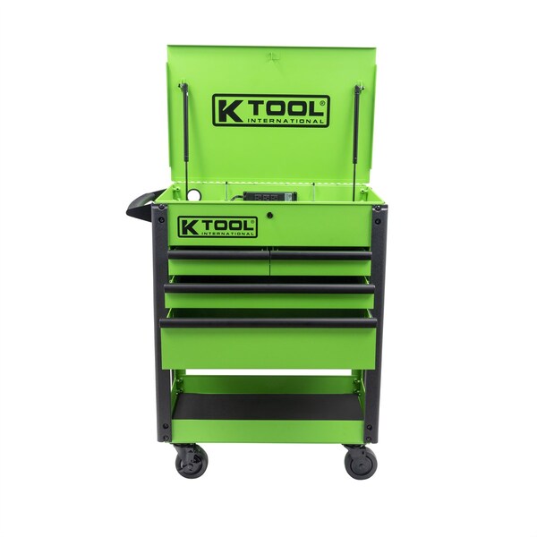 K-Tool International Service Cart, 4 Drawer, Green, 35 in W